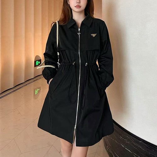 프라다 삼각로고 여성 나일론 카라 코트 자켓 (블랙) 26SS