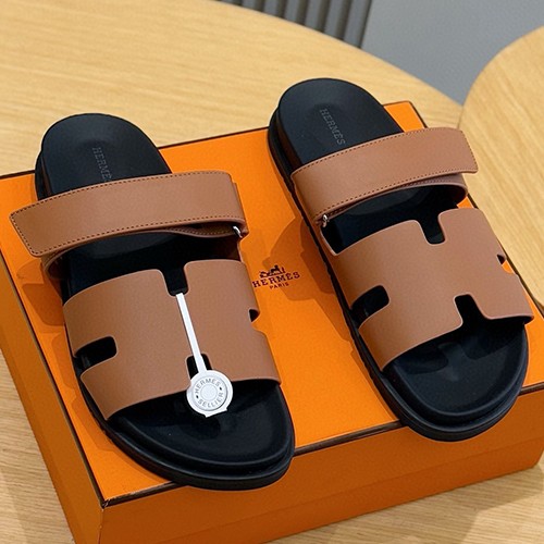 에르메스 로고 남여 Chypre 레더 가죽 슬리퍼 (2컬러) 26SS