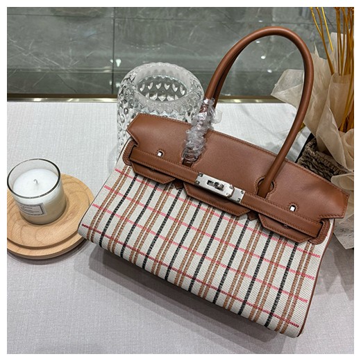 에르메스 로고 패턴 Shoulder Birkin 토트백 핸드백 (브라운-은장) 26SS