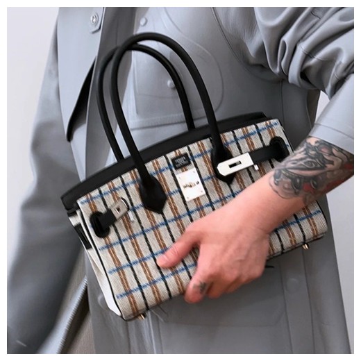 에르메스 로고 패턴 Shoulder Birkin 토트백 핸드백 (블랙-은장) 26SS