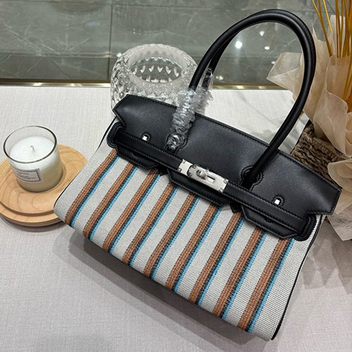 에르메스 로고 패턴 Shoulder Birkin 토트백 핸드백 (블랙-은장) 26SS
