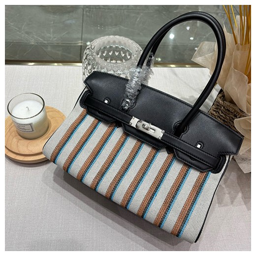 에르메스 로고 패턴 Shoulder Birkin 토트백 핸드백 (블랙-은장) 26SS