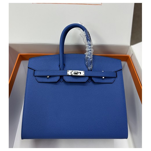 에르메스 로고 Birkin 25  에피솜 토트백 핸드백 (블루-은장) 26SS