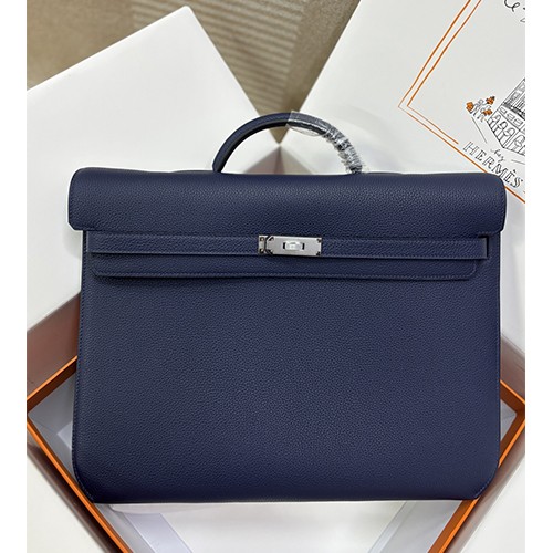 에르메스 Kelly Depeches 36cm 남자 토고 서류가방 (네이비-은장) 26SS