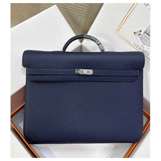 에르메스 Kelly Depeches 36cm 남자 토고 서류가방 (네이비-은장) 26SS