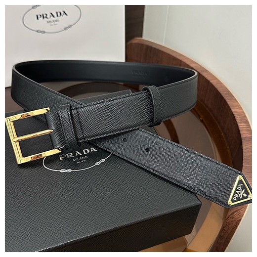 프라다 로고 Saffiano 레더 가죽 3.5cm 벨트 (2컬러) 26SS