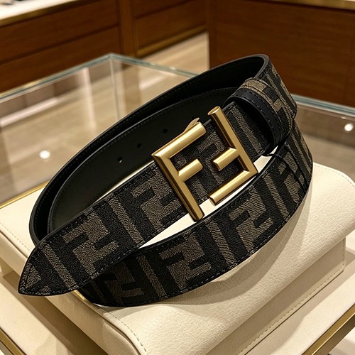 펜디 로고 FF 레더 가죽 리버서블 3.5cm 벨트 (블랙-브라운-금장) 26SS