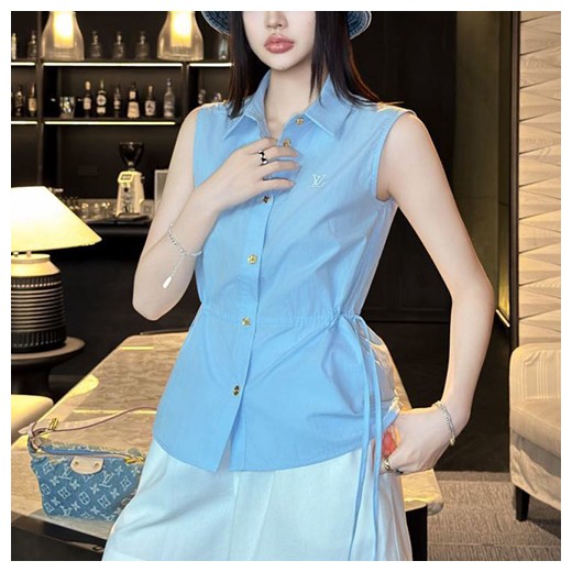 루이비통 여성 LV자수 카라 슬리브리스 셔츠 26SS