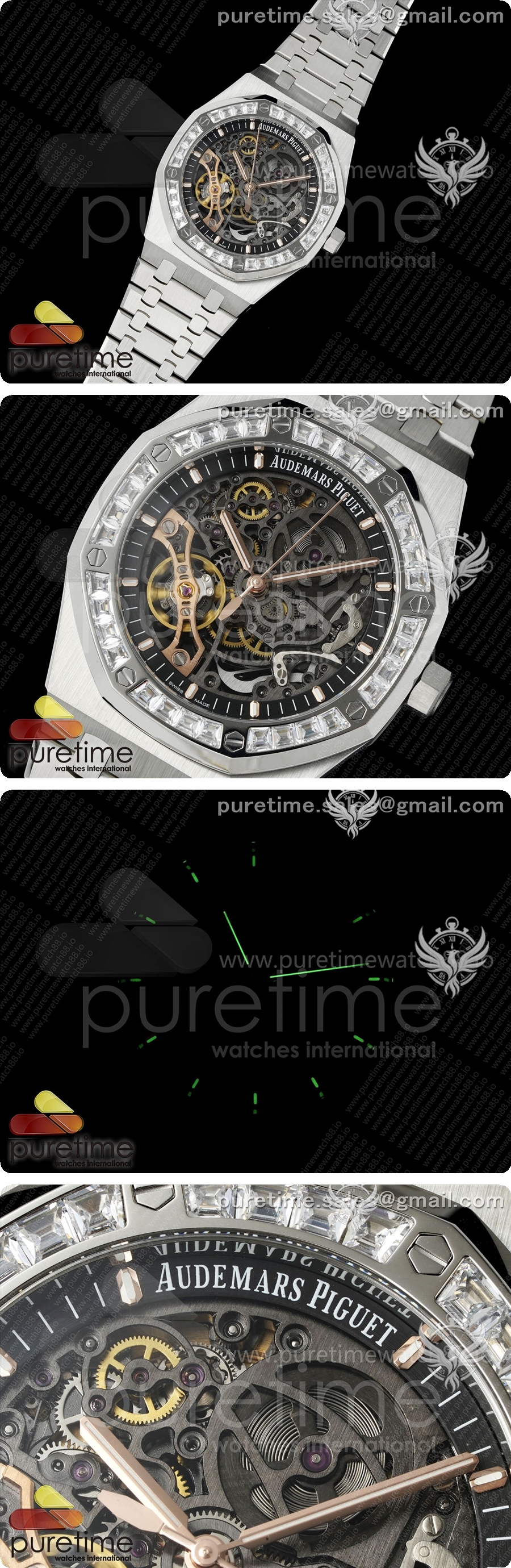 오데마피게 로얄 오크 41mm 오픈워크 15407 스테인리스 스틸 다이아몬드 베젤 OCTA 1:1 베스트 에디션, 스테인리스 스틸 브레이슬릿 SA3132 V3 상세이미지 2
