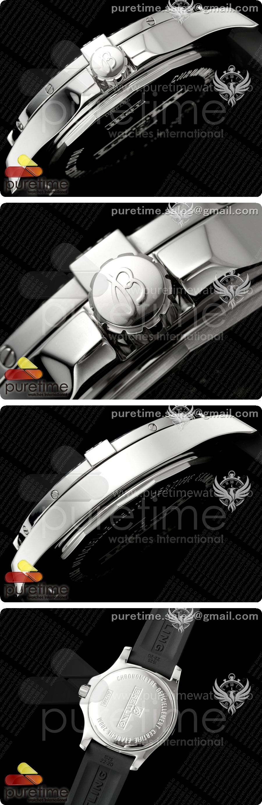 브라이틀링 콜트 오토매틱 44mm SS TF 1:1 베스트 에디션 블랙 다이얼 블랙 러버 스트랩 A2824 V2 상세이미지 4