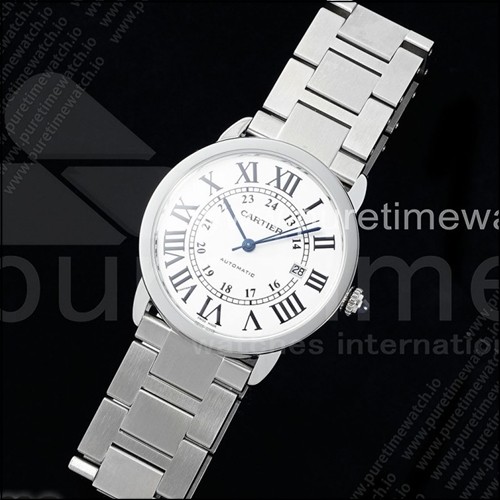 까르띠에 론드 솔로 42mm 스테인리스 스틸 AF 1:1 베스트 에디션 화이트 다이얼, 스테인리스 스틸 브레이슬릿, 미요타 9015