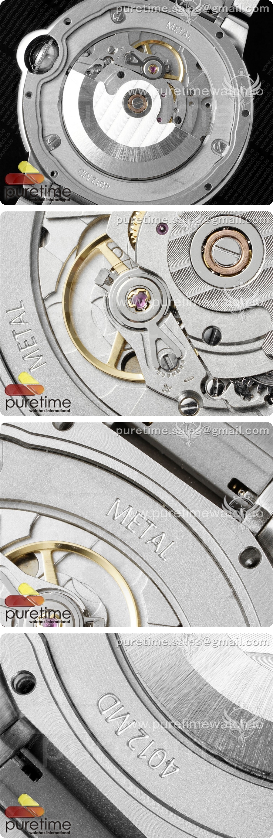 까르띠에 발롱 블루 42mm 스테인리스 스틸 CHF 1:1 베스트 에디션 화이트 텍스처 다이얼 1라인 다이아몬드 베젤 스테인리스 스틸 브레이슬릿 A2824 상세이미지 6