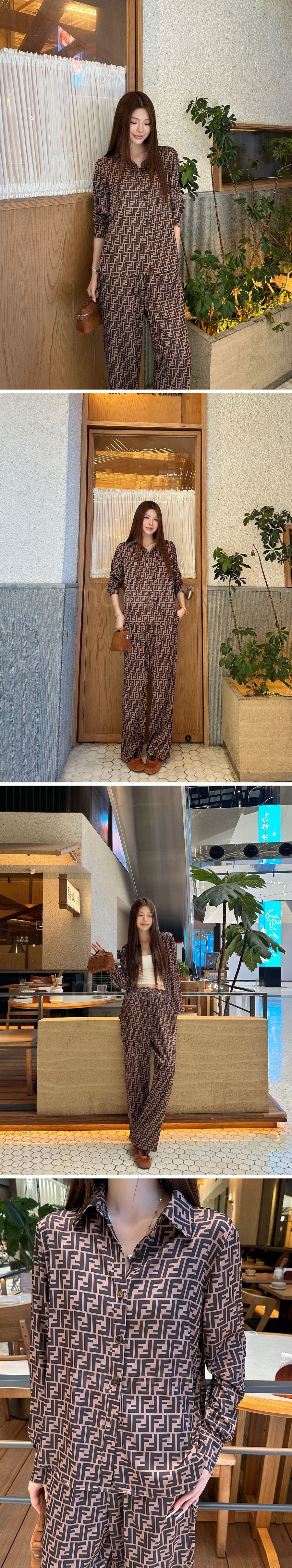 펜디 여성 FF패턴 블라우스 셔츠 + 팬츠 바지 상하의 세트 26SS 상세이미지 2