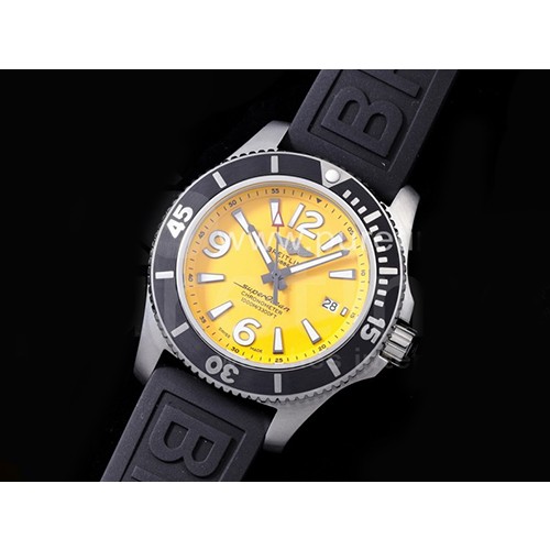[BREITLING] 브라이틀링 슈퍼오션 오토매틱 44mm 옐로우 다이얼, 홍콩명품시계,남자워치,손목시계,라버스트랩