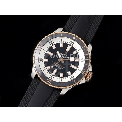 [홍콩명품시계.BREITLING] 브라이틀링 슈퍼오션 오토매틱 42mm 로즈골드 블랙 다이얼, 남자명품시계,구매대행,럭셔리,고무밴드