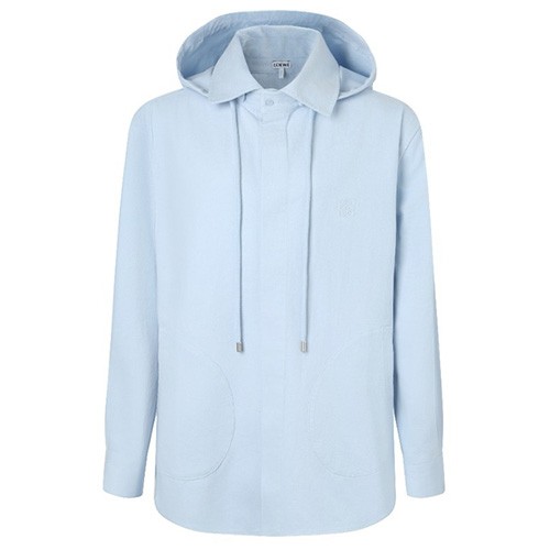[홍콩명품.LOEWE] 로에베 25SS 로고 자수 후드 남방 셔츠 (스카이블루), BM22598, JL, 레플리카의류,미러급사이트