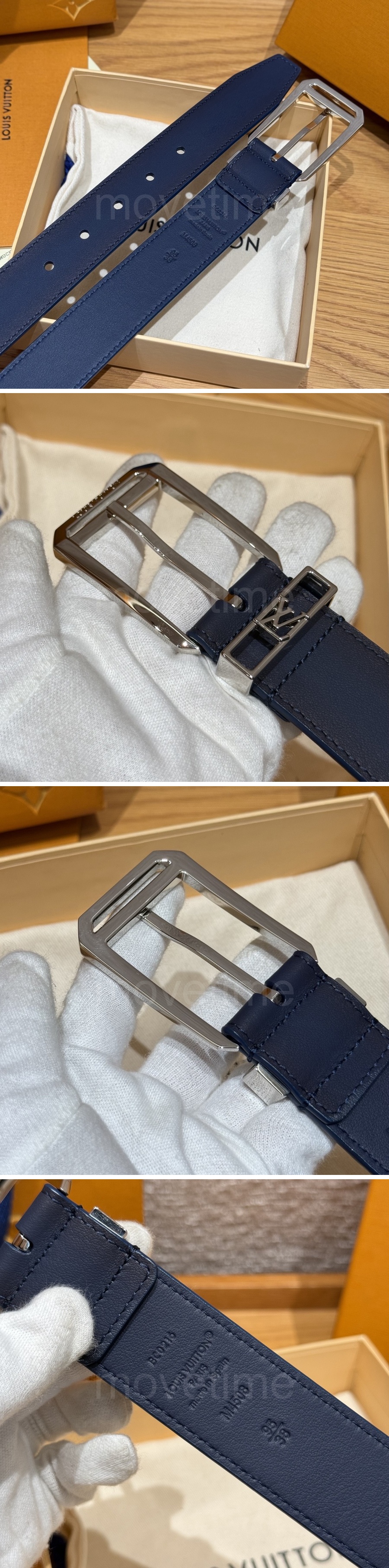 루이비통 로고 Voyage 레더 가죽 리버서블 3.5cm 벨트 (네이비) 26SS 상세이미지 3