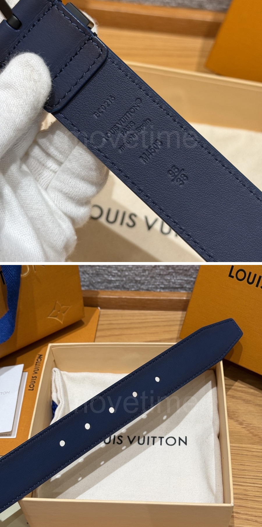 루이비통 로고 Voyage 레더 가죽 리버서블 3.5cm 벨트 (네이비) 26SS 상세이미지 6
