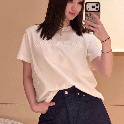 루이비통 로고 코튼 여성 반팔 티셔츠 (화이트) 26SS
