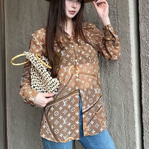 루이비통 로고 여성 모노그램 블라우스 셔츠 (브라운) 26SS