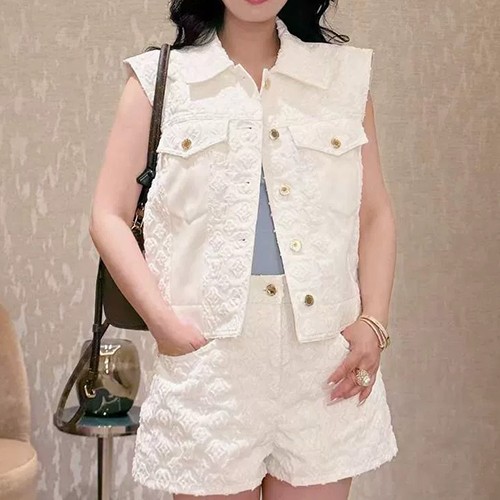 루이비통 로고 여성 모노그램 데님 조끼 베스트 (화이트) 26SS