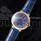 까르띠에 발롱블루 42mm 로즈골드 AF 1:1 블루 텍스처 다이얼, 블루 가죽 스트랩 A2824 V5