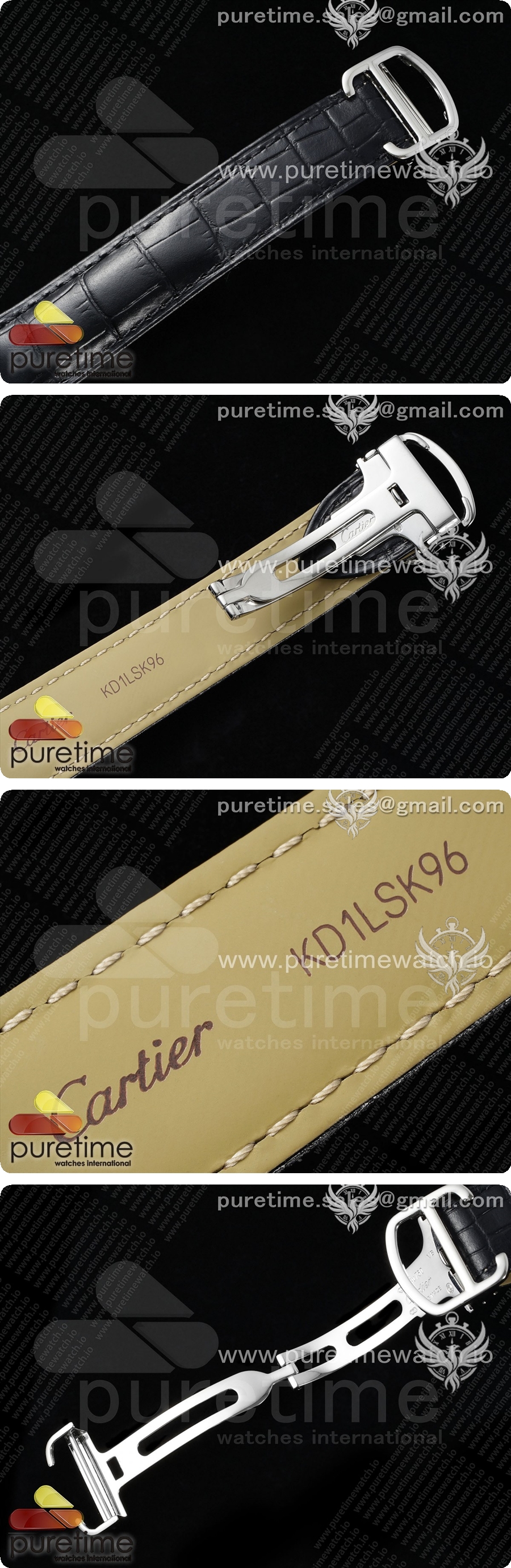 까르띠에 발롱블루 42mm 스테인리스 스틸 AF 1:1 블랙 텍스처 다이얼 블랙 가죽 스트랩 A2824 V5 상세이미지 8