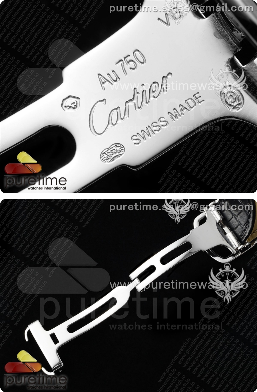 까르띠에 발롱블루 42mm 스테인리스 스틸 AF 1:1 블랙 텍스처 다이얼 블랙 가죽 스트랩 A2824 V5 상세이미지 9