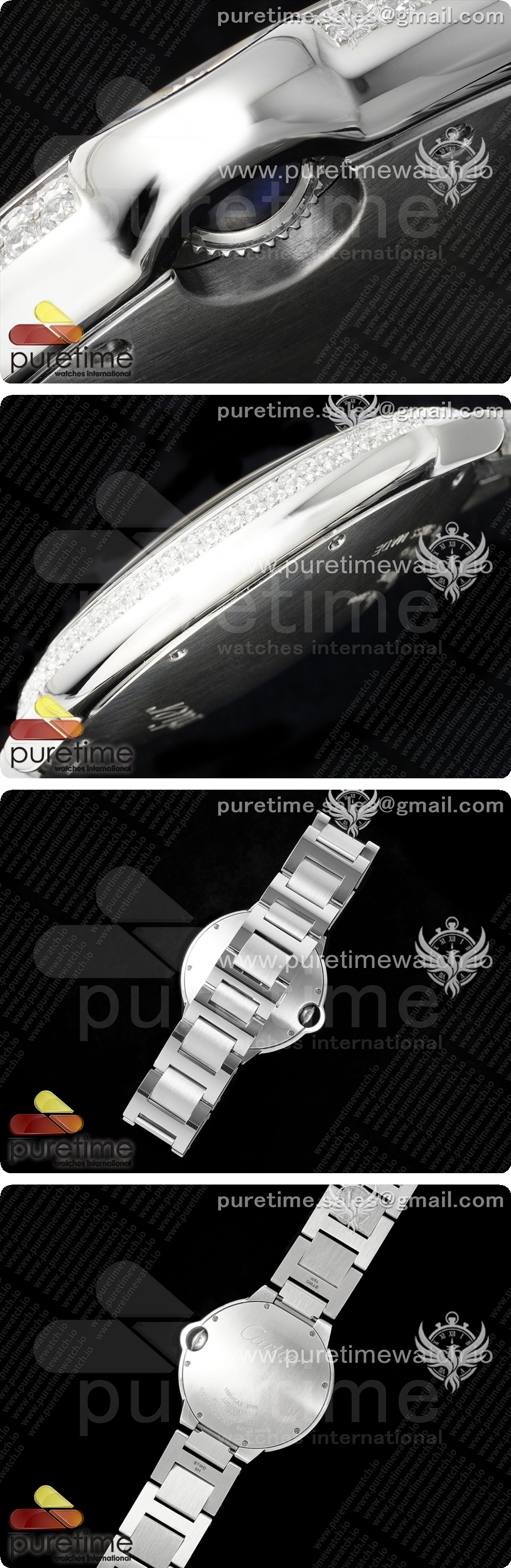 까르띠에 발롱블루 42mm 스테인리스 스틸 AF 1:1 화이트 텍스처 다이얼 다이아몬드 베젤 A2824 V5 상세이미지 4