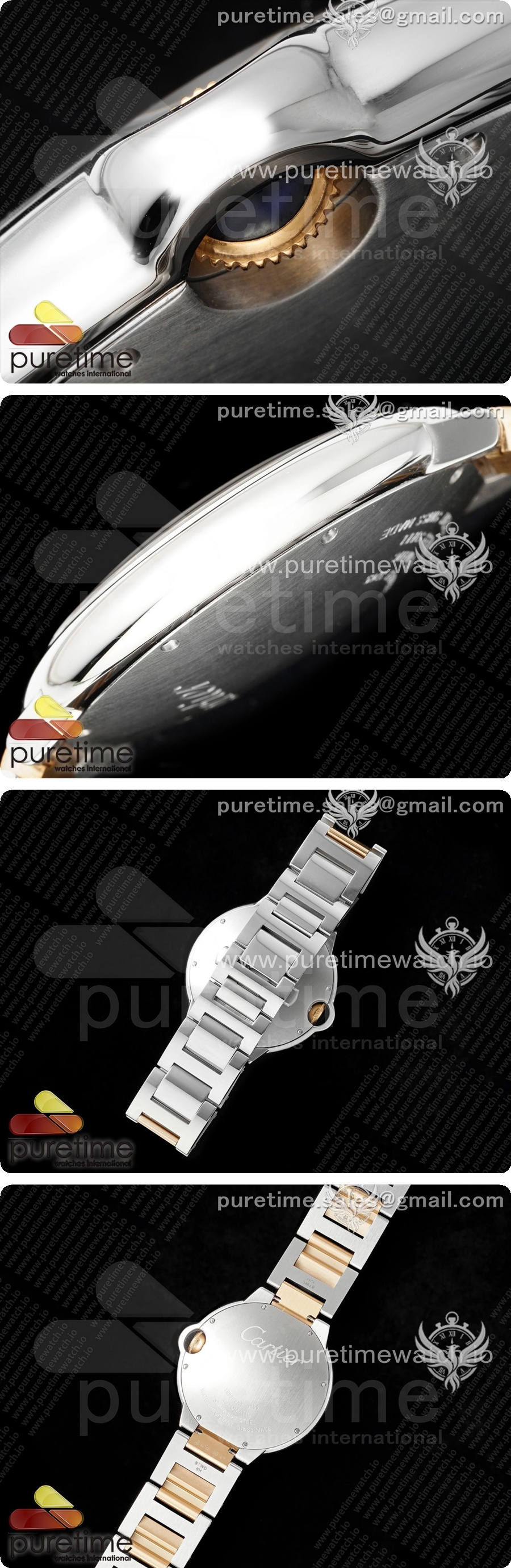 까르띠에 발롱 블루42mm 스테인레스 스틸/로즈골드 AF 1:1 화이트 텍스처 다이얼 A2824 V5 상세이미지 4