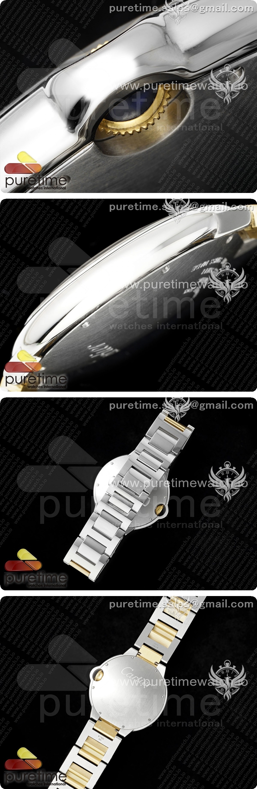 까르띠에 발롱블루 42mm 스테인레스 스틸/옐로우골드 AF 1:1 화이트 텍스처 다이얼, A2824 V5 상세이미지 4