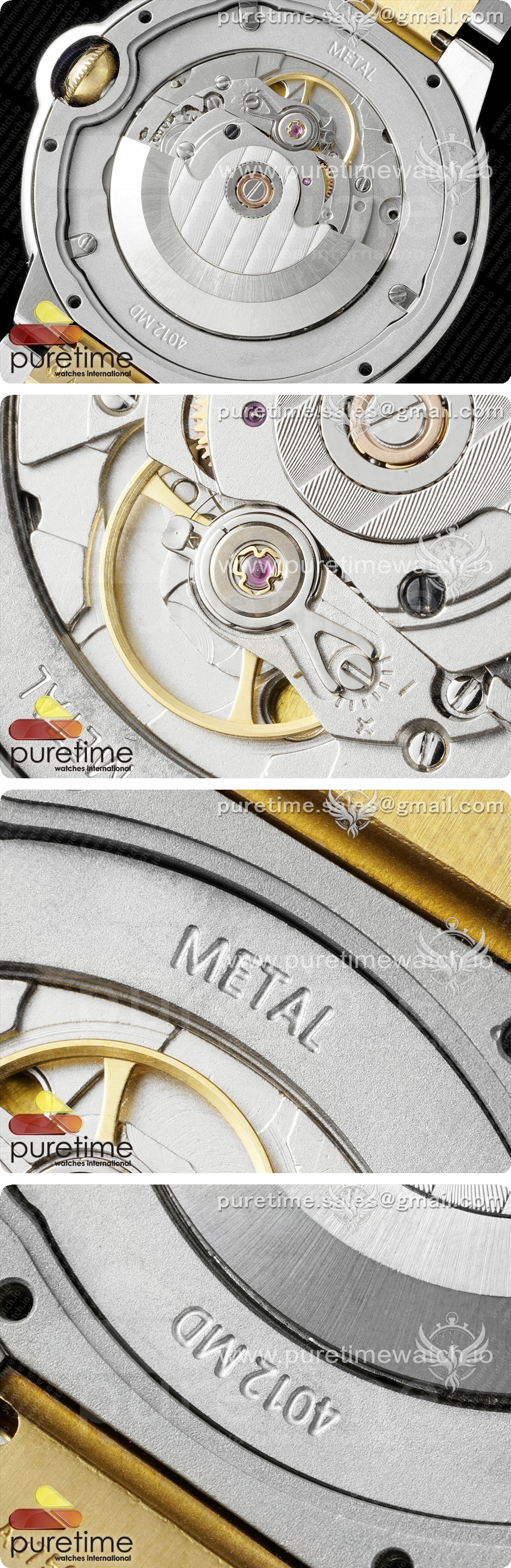 까르띠에 발롱블루 42mm 스테인레스 스틸/옐로우골드 AF 1:1 화이트 텍스처 다이얼, A2824 V5 상세이미지 6