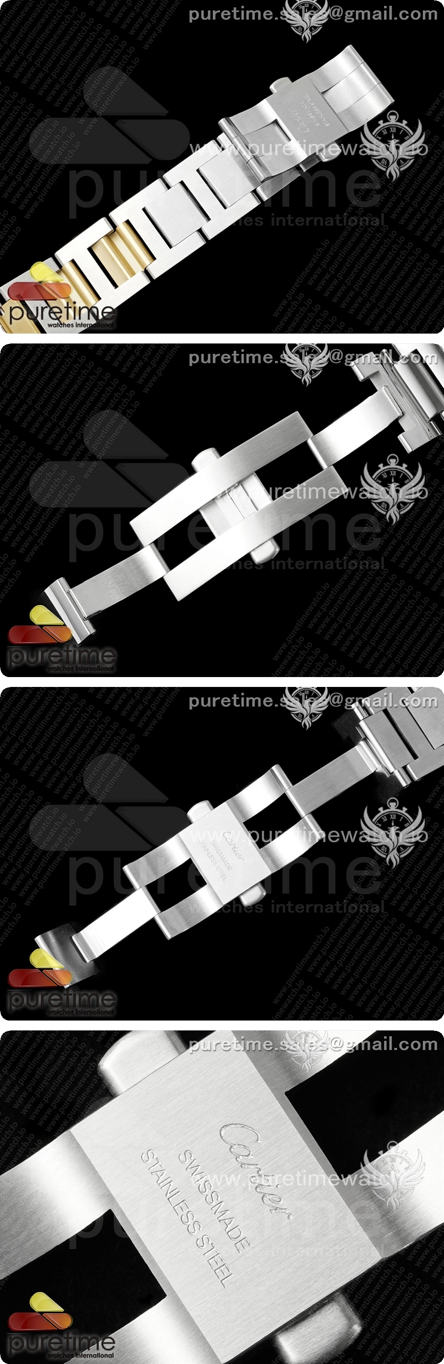 까르띠에 발롱블루 42mm 스테인레스 스틸/옐로우골드 AF 1:1 화이트 텍스처 다이얼, A2824 V5 상세이미지 9
