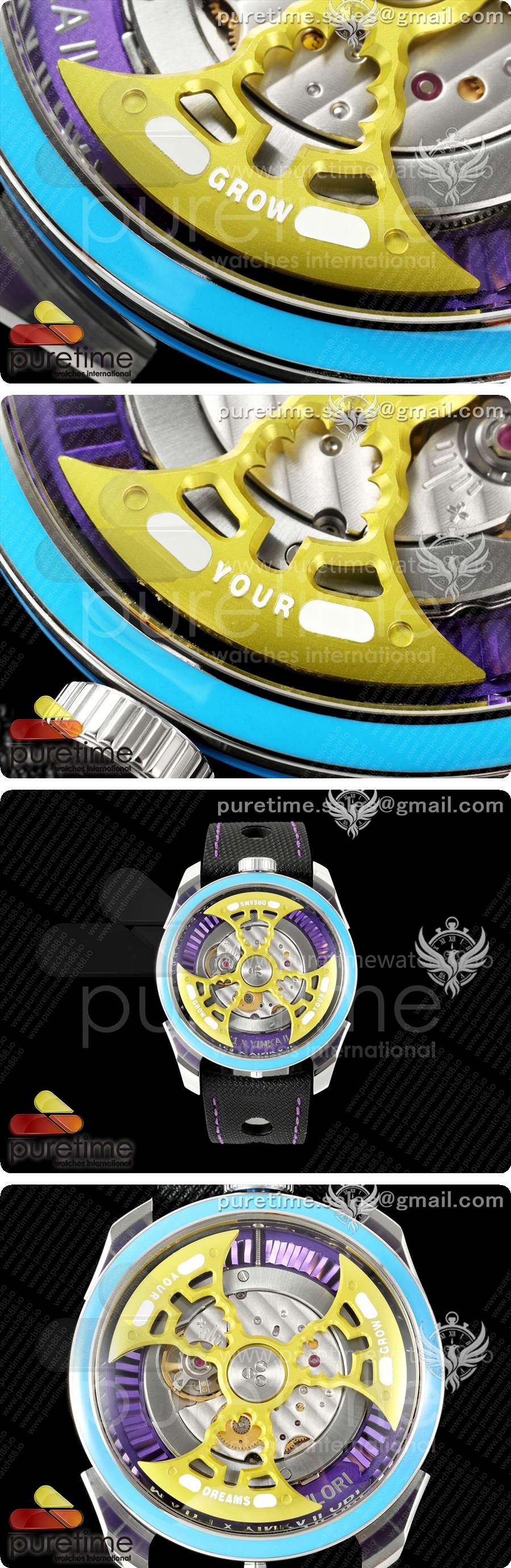 MB&F MAD1.SS K11F 1:1 블루 베젤, 옐로우 로터, 블랙 가죽 스트랩, 미요타 821A 상세이미지 4