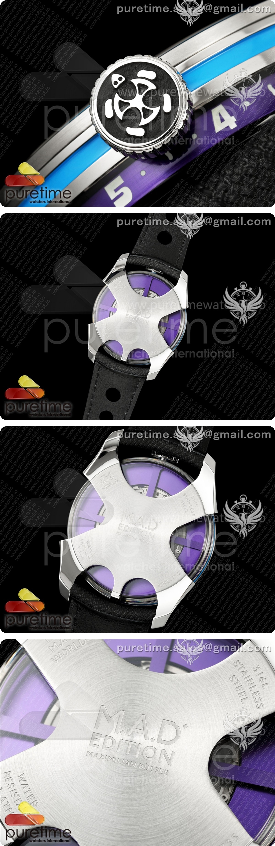 MB&F MAD1.SS K11F 1:1 블루 베젤, 옐로우 로터, 블랙 가죽 스트랩, 미요타 821A 상세이미지 6