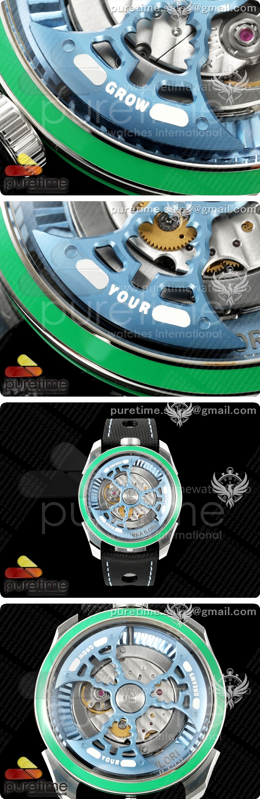 MB&F MAD1.SS K11F 1:1 그린 베젤, 블루 로터, 블랙 가죽 스트랩, 미요타 821A 상세이미지 4