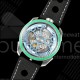 MB&F MAD1.SS K11F 1:1 그린 베젤, 블루 로터, 블랙 가죽 스트랩, 미요타 821A